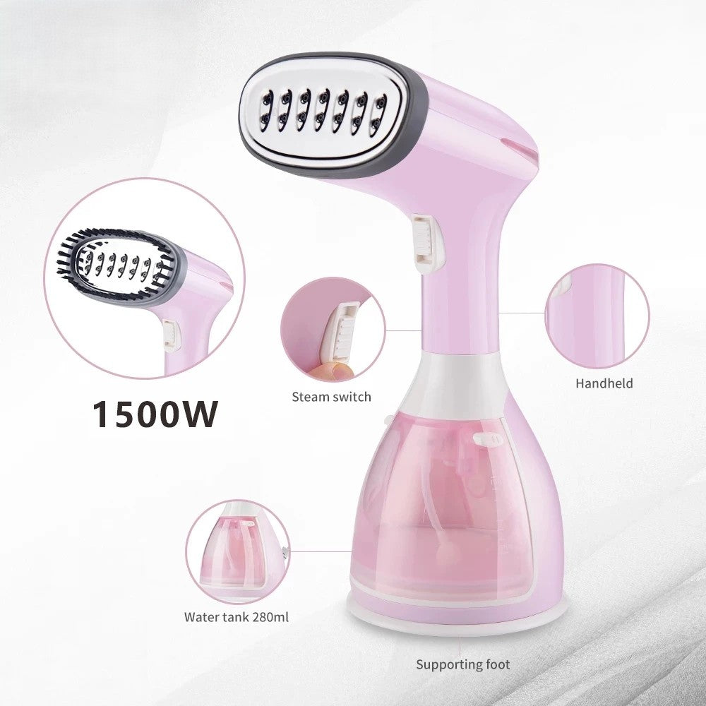 1500W Handheld Garment Steamer – Fast Heat Portable Fabric Steam Iron with 280ml Water Tank