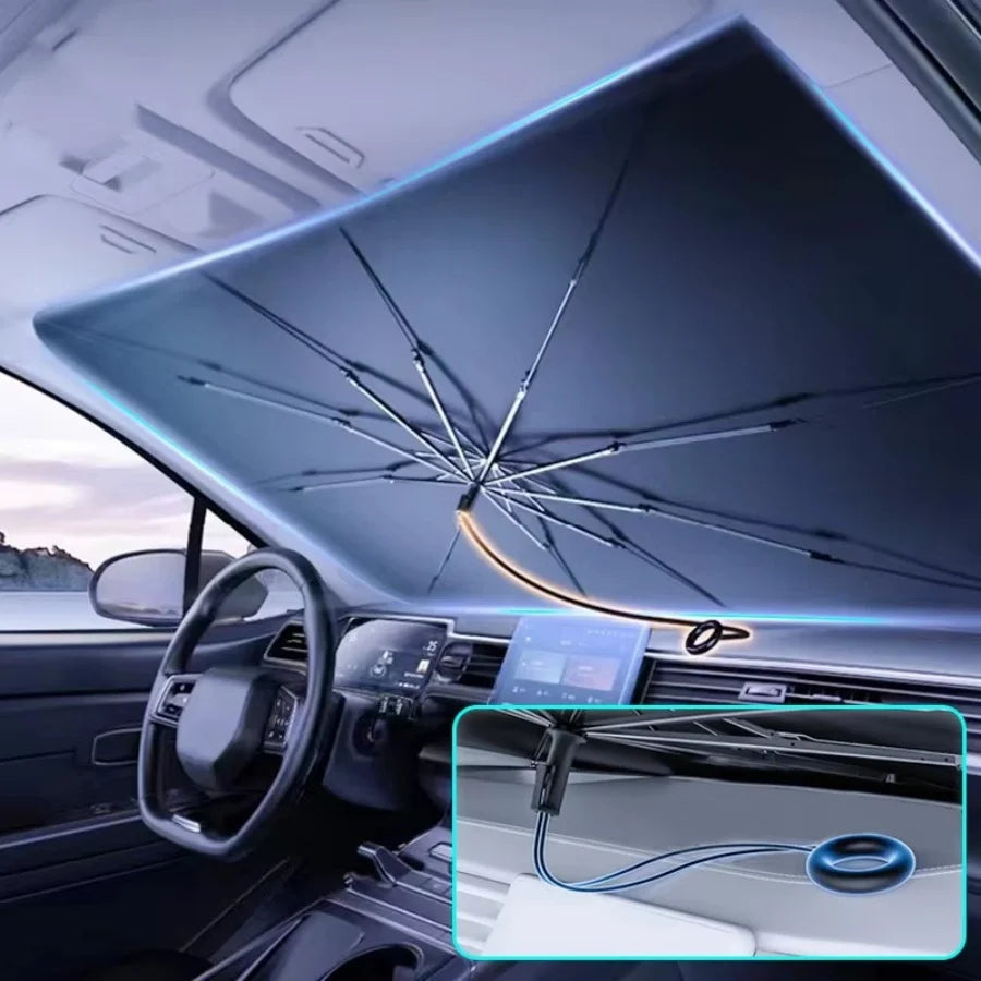 Car Windshield Sun Shade | 360° Pull Cord Heat Protector