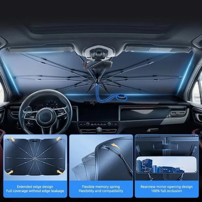 Car Windshield Sun Shade | 360° Pull Cord Heat Protector