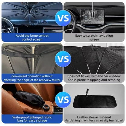 Car Windshield Sun Shade | 360° Pull Cord Heat Protector